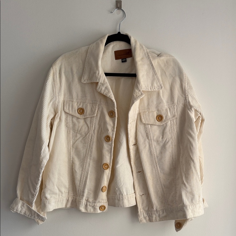 Cream Corduroy Button-Up Jacket